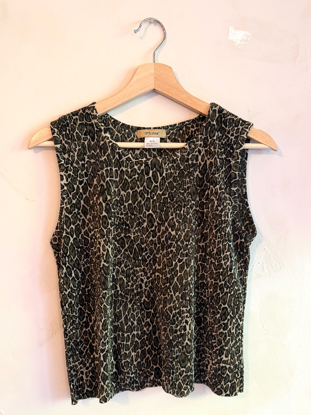 Vintage | Plissé | Leopard Print Sleeveless Blouse |Pleated | Y2K